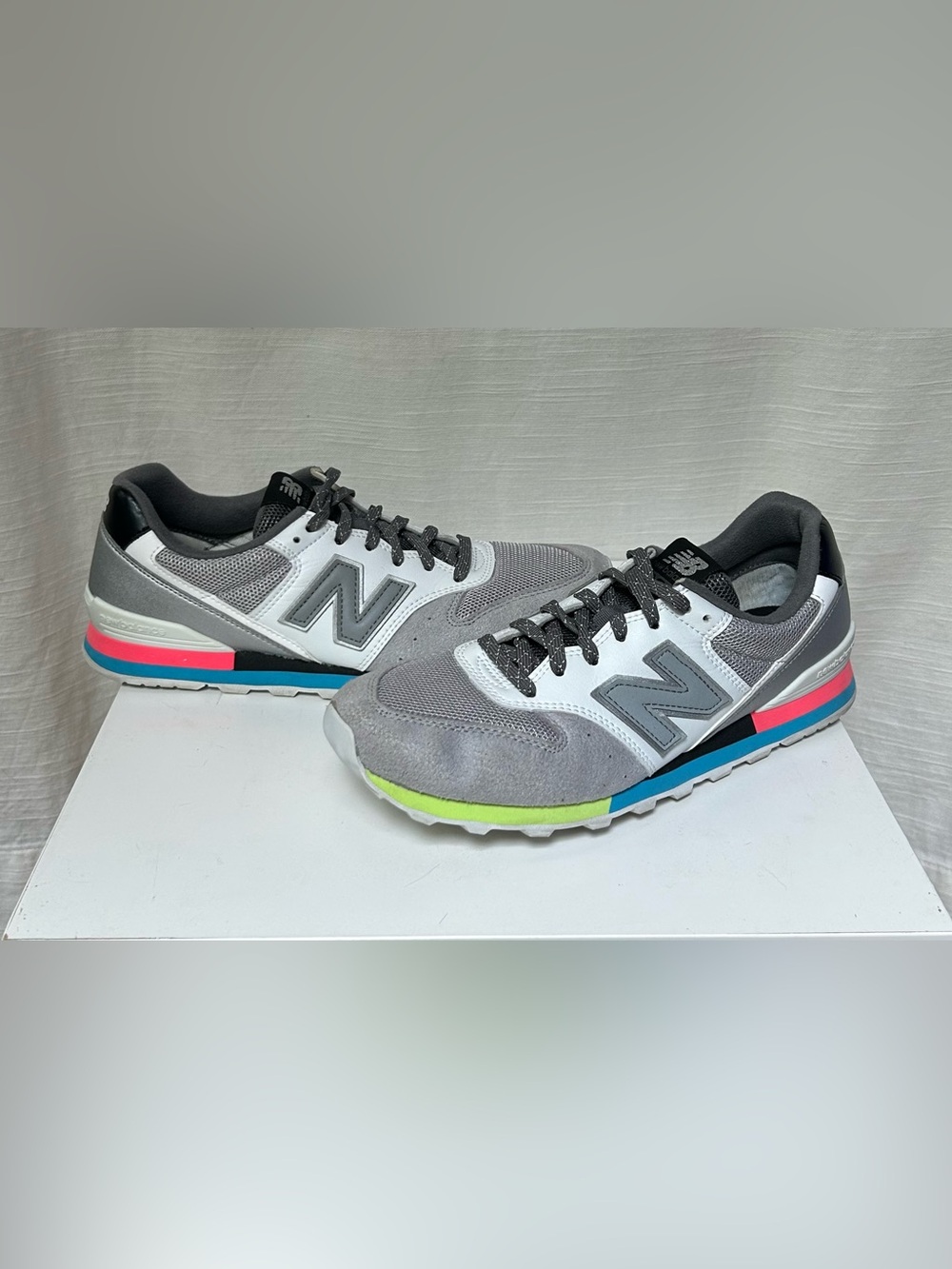 New Balance Women's 996v2 Rain Cloud Marblehead Gray, Neon Accent Sneakers